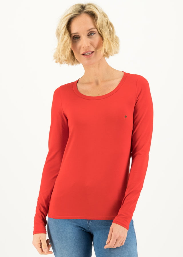 Logo Round Neck Langarm Welle Rot von blutsgeschwister
