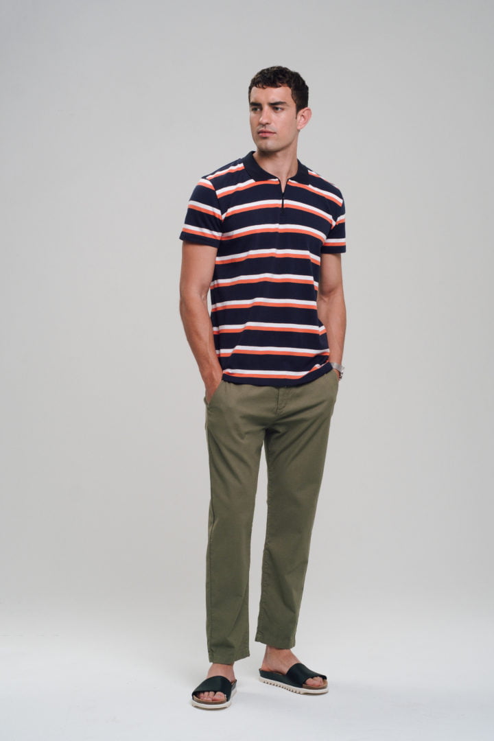 Heavy Polo Shirt #ZIP Navy / Coral / White von Recolution