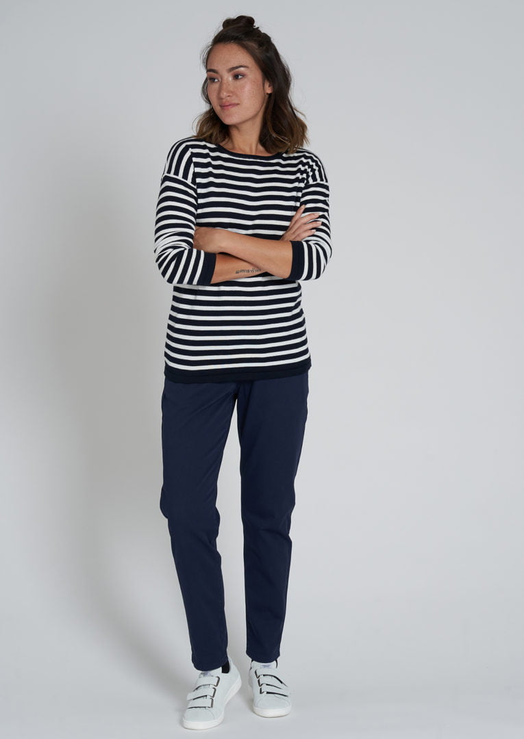 Knit Crewneck #STRIPES Navy / White von Recolution