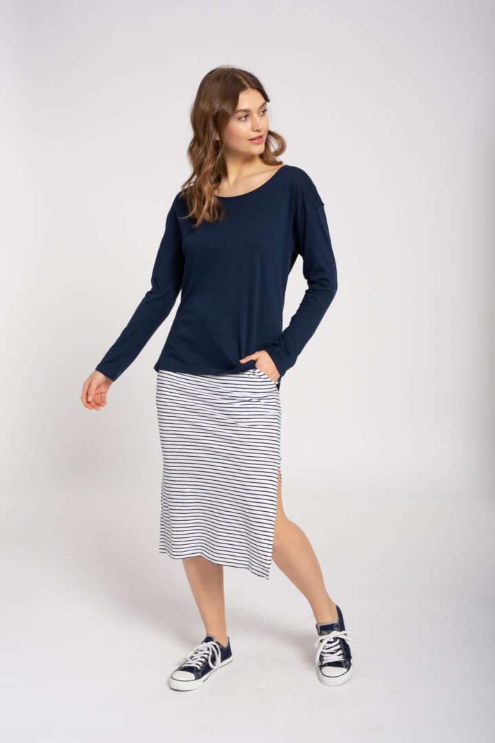 Tencel Casual Longsleeve Navy von Recolution