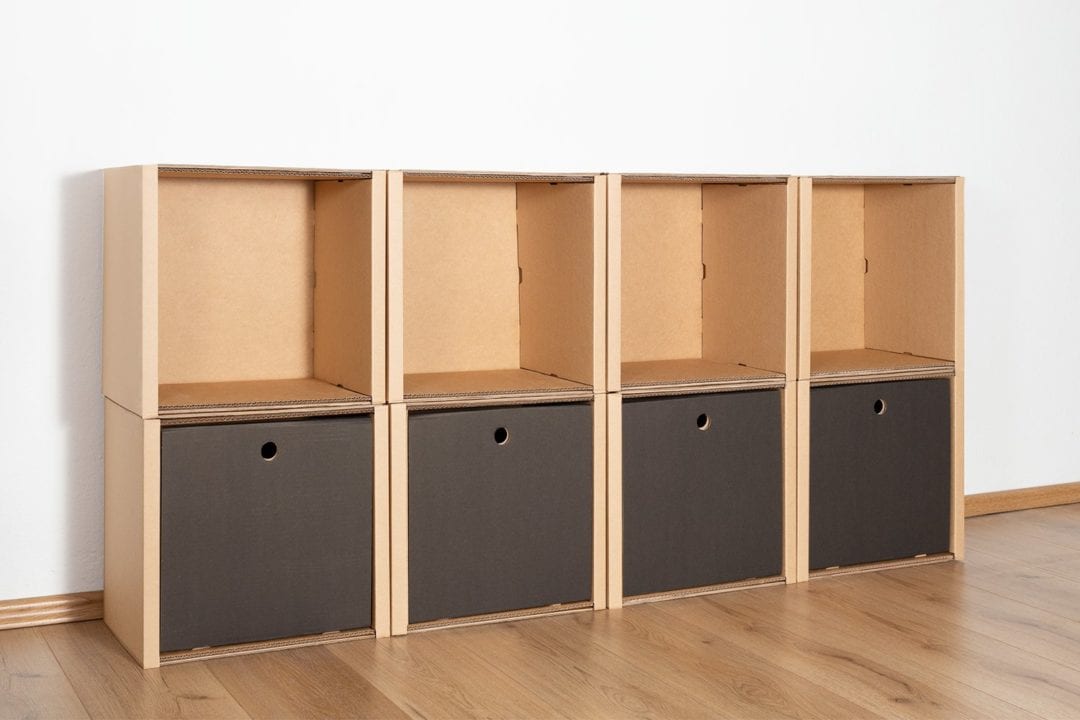 Regal 2x4 - 4 Schubladen hoch / schwarz von Room in a Box