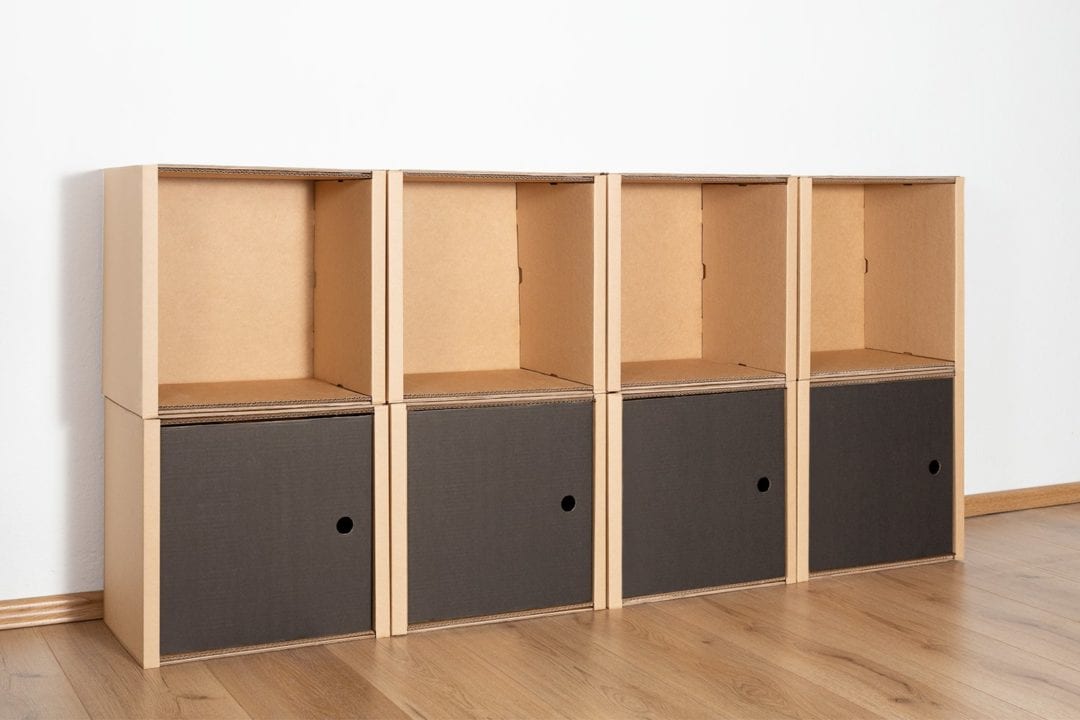 Regal 2x4 - 4 Türen / schwarz von Room in a Box