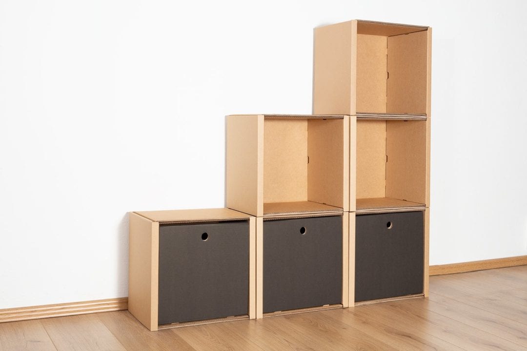 Stufenregal klein - 3 Schubladen hoch / schwarz von Room in a Box