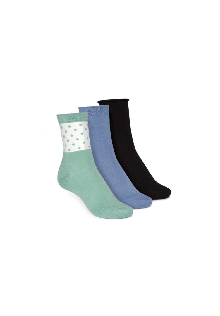 Socken Mittelhoch Schwarz Blau Grün 3er Pack von ThokkThokk