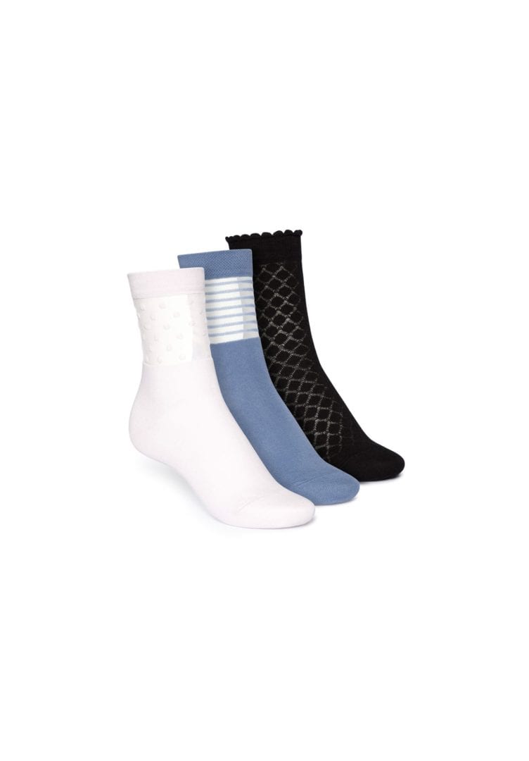 Socken Mittelhoch Schwarz Blau Hellrosa 3er Pack von ThokkThokk