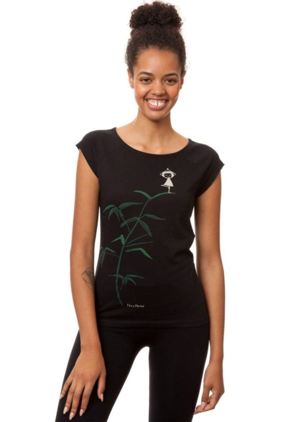 T-Shirt Yogamädchen Schwarz  von FellHerz