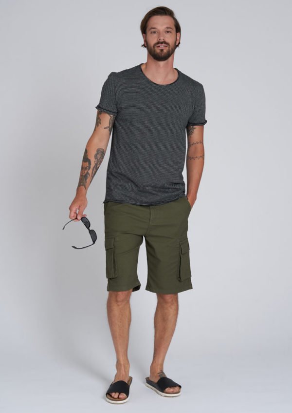 Casual T-Shirt #STRIPES Grey Melange /black von Recolution