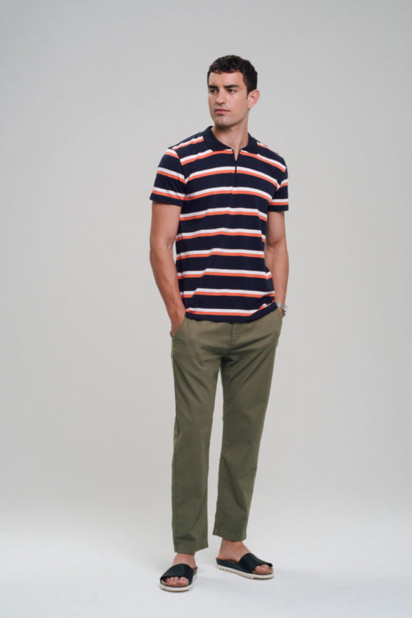 Heavy Polo Shirt #ZIP Navy / Coral / White von Recolution