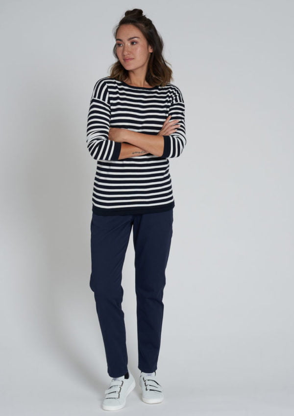 Knit Crewneck #STRIPES Navy / White von Recolution