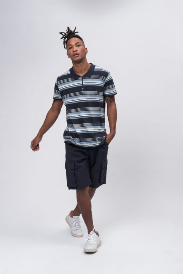 Polo Shirt #ZIP Navy / Mint / Blue Heaven / White von Recolution