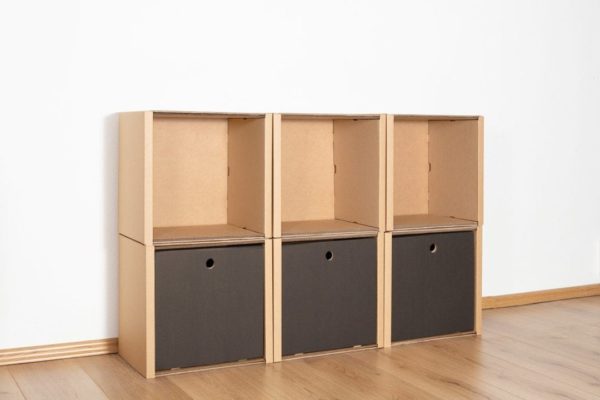 Regal 2x3 - 3 Schubladen hoch / schwarz von Room in a Box
