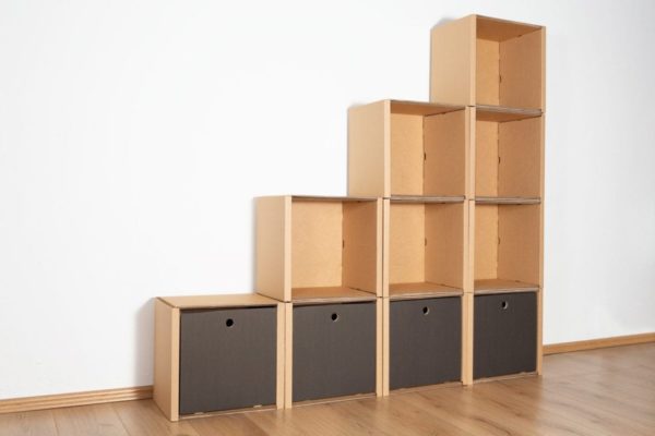Stufenregal groß - 4 Schubladen hoch / schwarz von Room in a Box