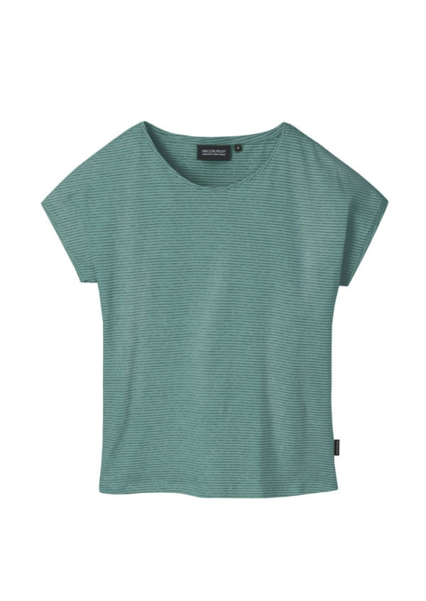 Casual T-Shirt #STRIPES Light / Dark Eukalyptus von Recolution