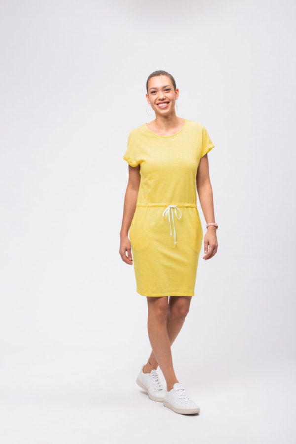 Casual Turn-Up Jerseydress Sunflower / White von Recolution