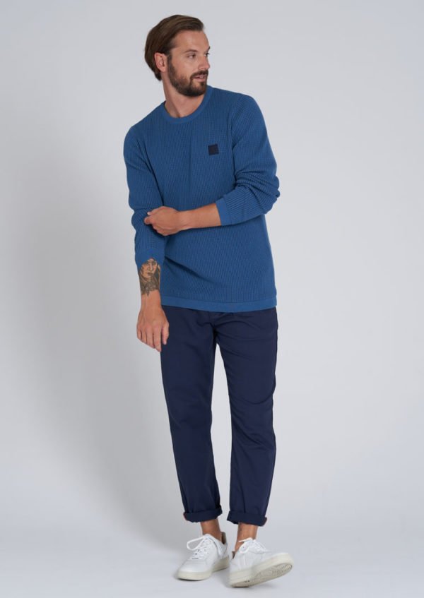Knit Crew Neck #WAFFLE Summer Blue / Navy von Recolution
