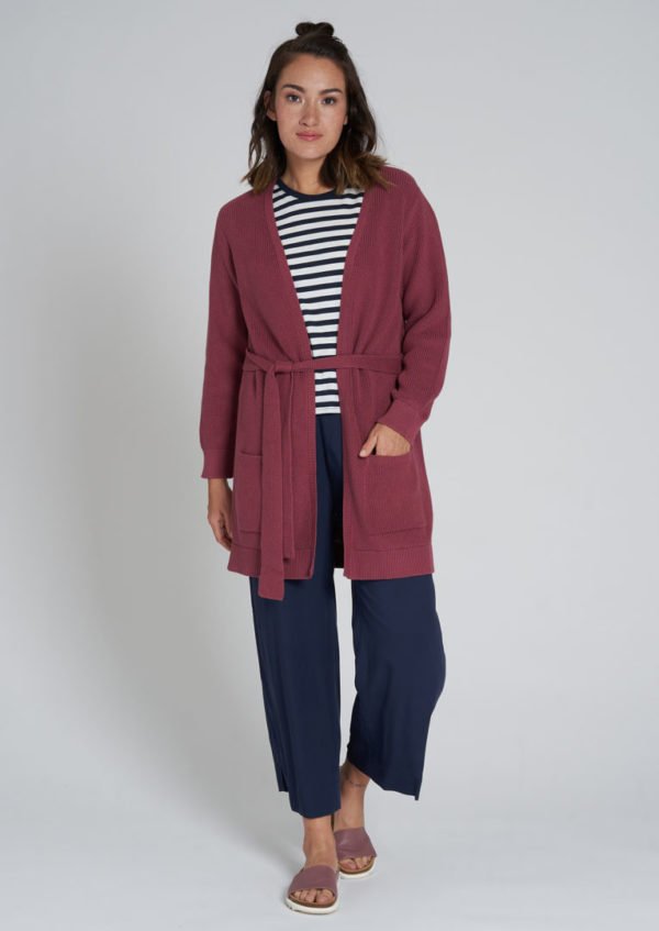 Rib Knit Cardigan Dark Rose von Recolution