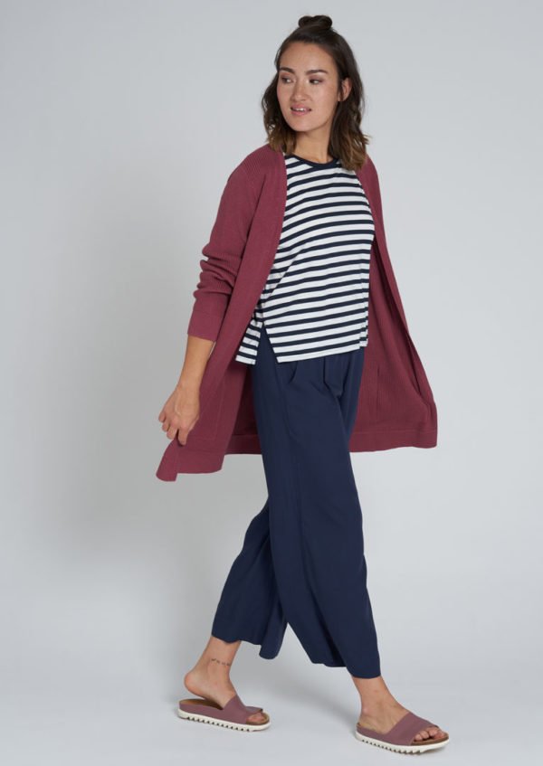 Tencel Boxy Longsleeve #STRIPES Navy / White von Recolution