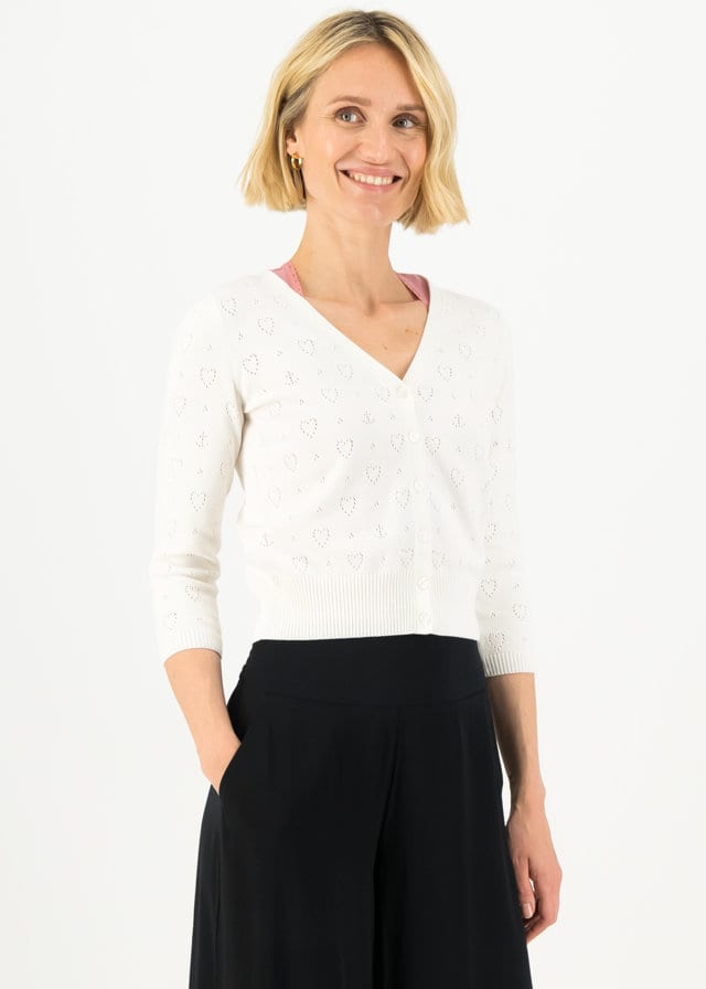 Logo Cardigan V-neck 3/4 Arm Weiß von blutsgeschwister