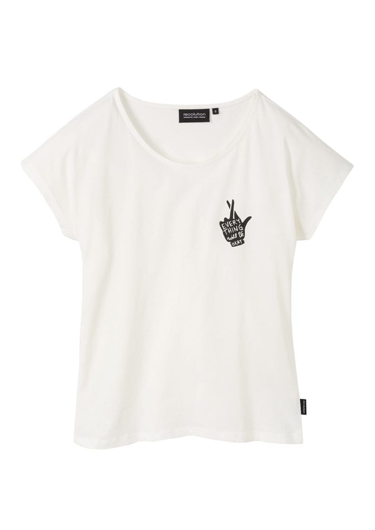 Casual T-Shirt #CROSSEDFINGERS White von Recolution