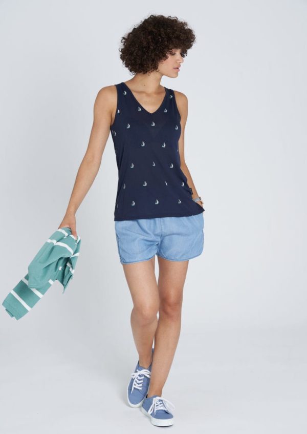 EcoVero V-Neck Top #SAILINGBOAT Navy von Recolution