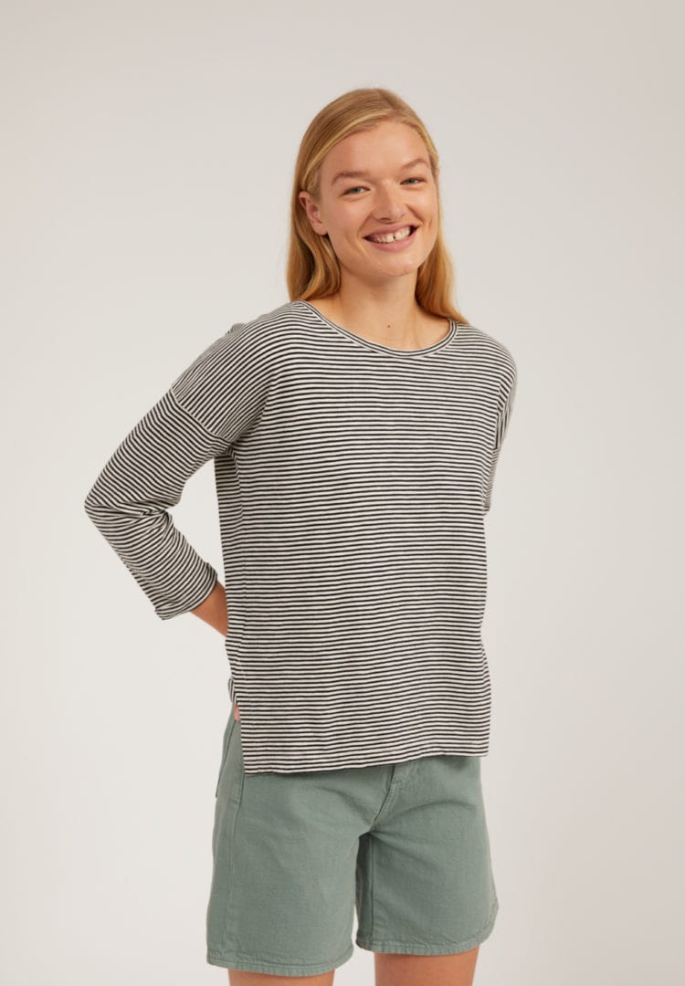 Longsleeve Siaa Pretty Stripes In Black-oatmilk von ArmedAngels