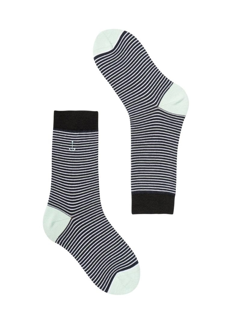 Socks STRIPES ANCHOR Navy / White / Mint von Recolution