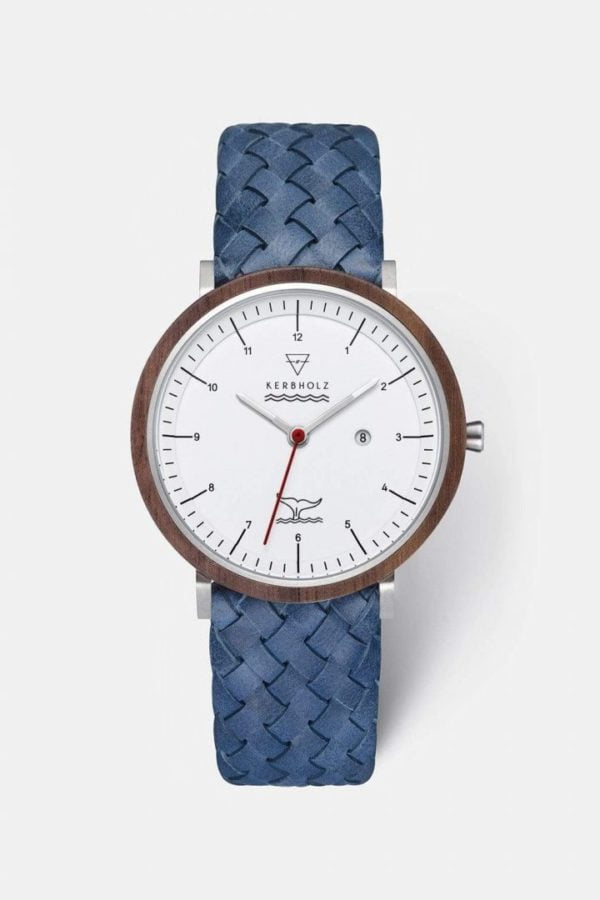 Uhr Amelie Maritim - Walnut Woven Navy von Kerbholz