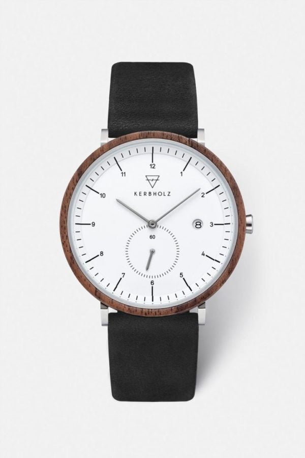 Uhr Anton - Walnut Silver Midnight Black von Kerbholz