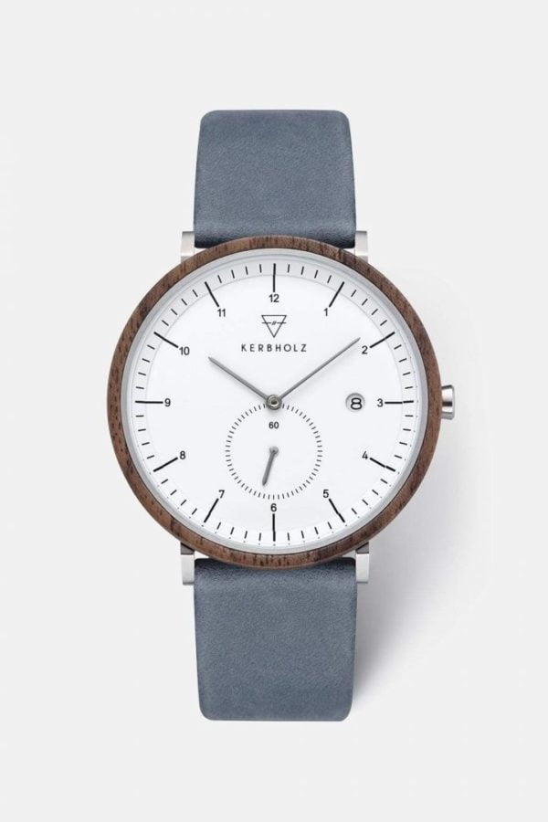 Uhr Anton - Walnut Silver Navy von Kerbholz