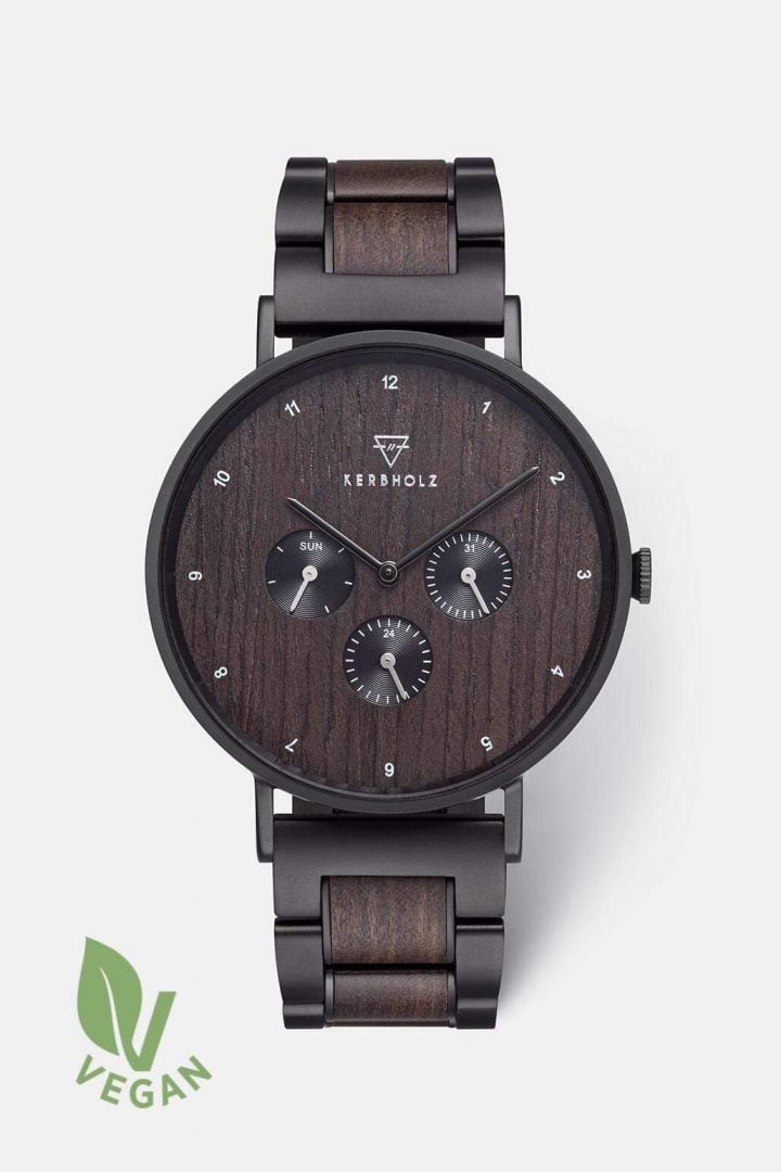 Uhr Caspar Black Steel - Heritage Sandalwood von Kerbholz