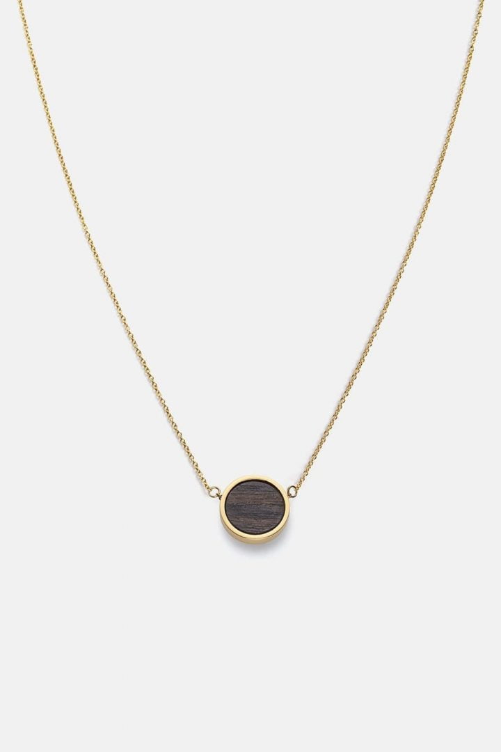 Schmuck Circle Necklace - Sandalwood Shiny Gold von Kerbholz