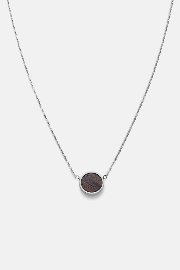 Schmuck Circle Necklace - Walnut Shiny Silver von Kerbholz