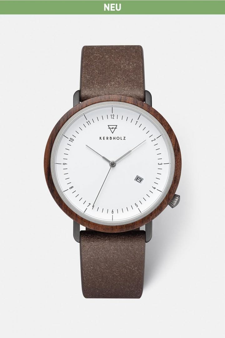 Uhr Clemens Recycled Leather - Walnut Coffe von Kerbholz