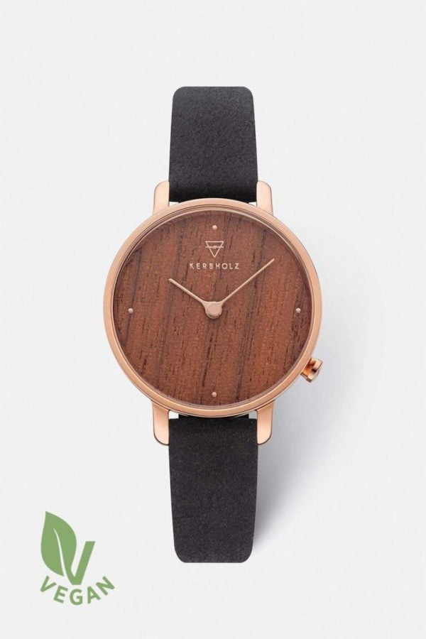 Uhr Emma Vegan - Walnut Midnight Black von Kerbholz