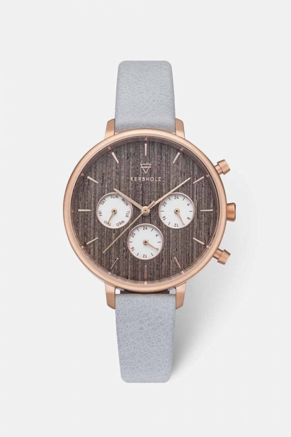 Uhr Helene - Rosegold Greywood Arctic von Kerbholz