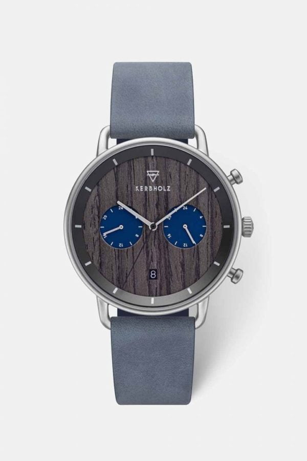 Uhr Herbert - Darkwood Silver Navy von Kerbholz