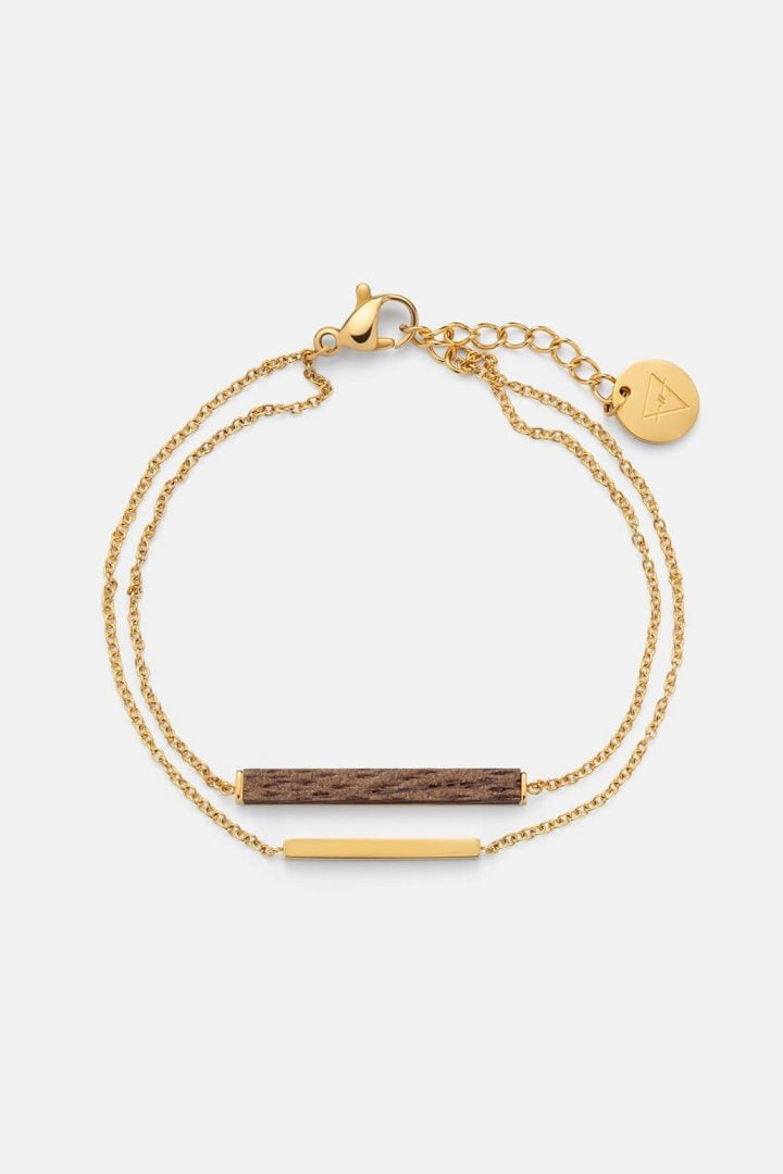 Schmuck Rectangle Bracelet - Walnut Shiny Gold von Kerbholz