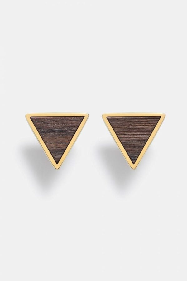 Schmuck Triangle Earring - Sandalwood Shiny Gold von Kerbholz