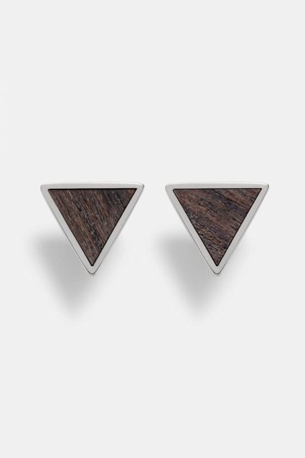 Schmuck Triangle Earring - Sandalwood Shiny Silver von Kerbholz