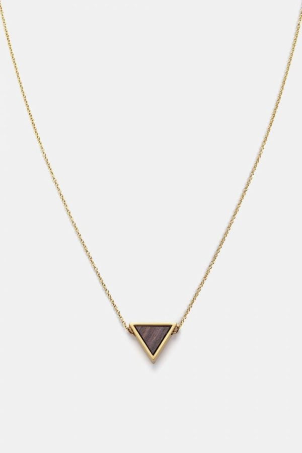 Schmuck Triangle Necklace - Sandalwood Shiny Gold von Kerbholz