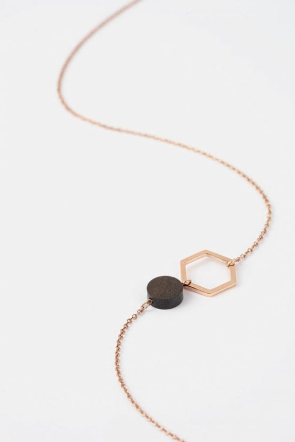 Schmuck Twin Necklace - Sandalwood Shiny Rosegold von Kerbholz