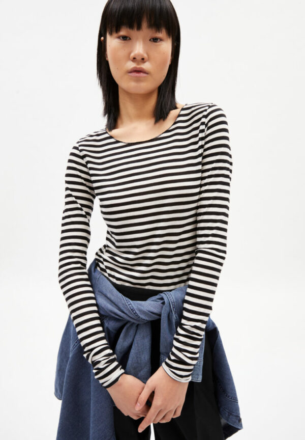Longsleeve Evvaa Stripes In Black-oatmilk von ArmedAngels
