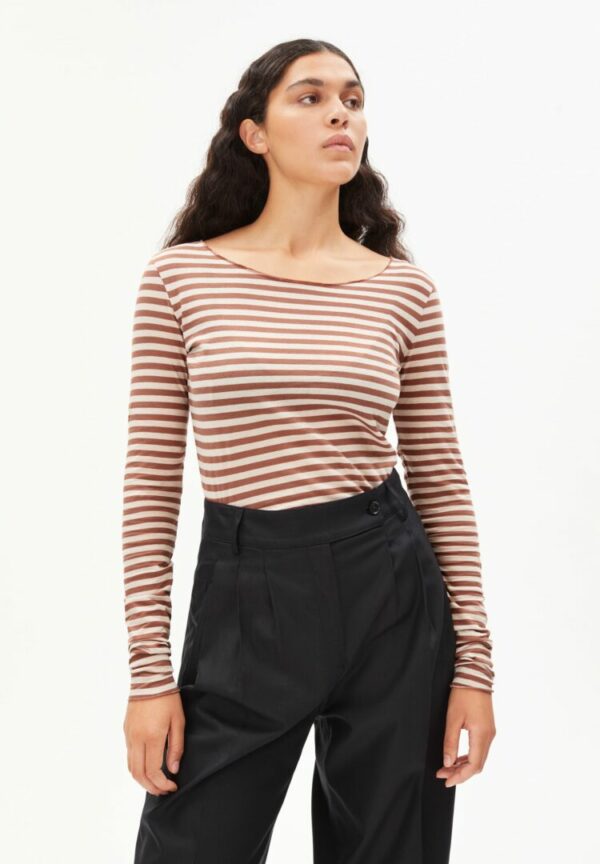 Longsleeve Evvaa Stripes In Light Desert-copper Glow von ArmedAngels