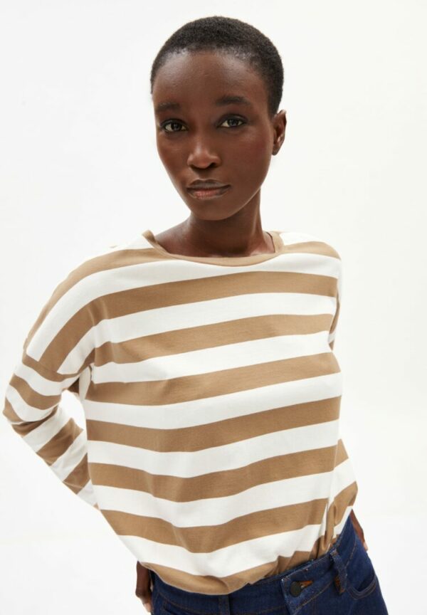 Longsleeve Olaa Block Stripes In Smoky Almond-oatmilk von ArmedAngels