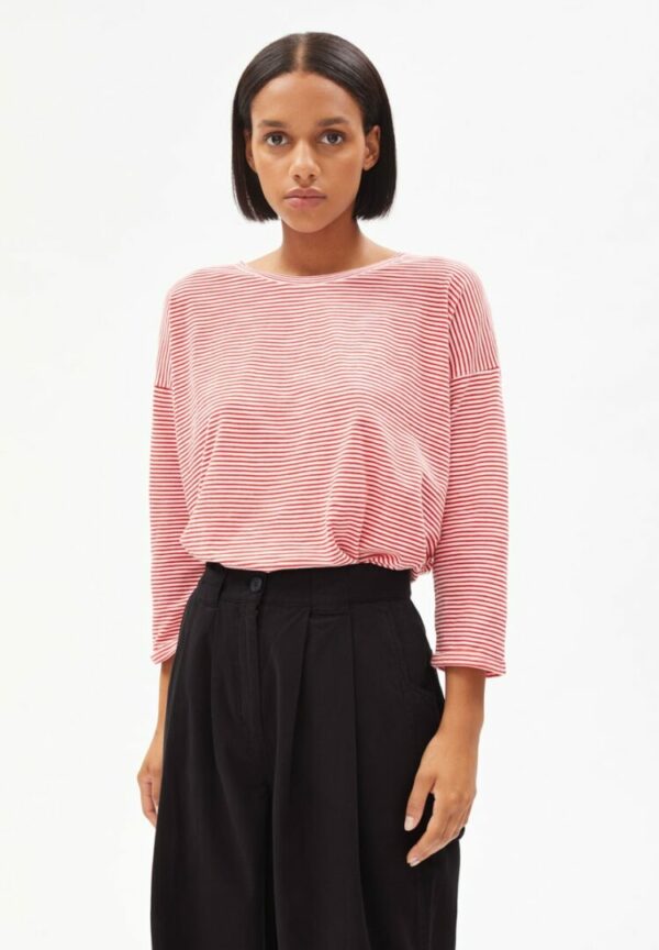 Longsleeve Siaa Pretty Stripes In Dark Poppy-oatmilk von ArmedAngels
