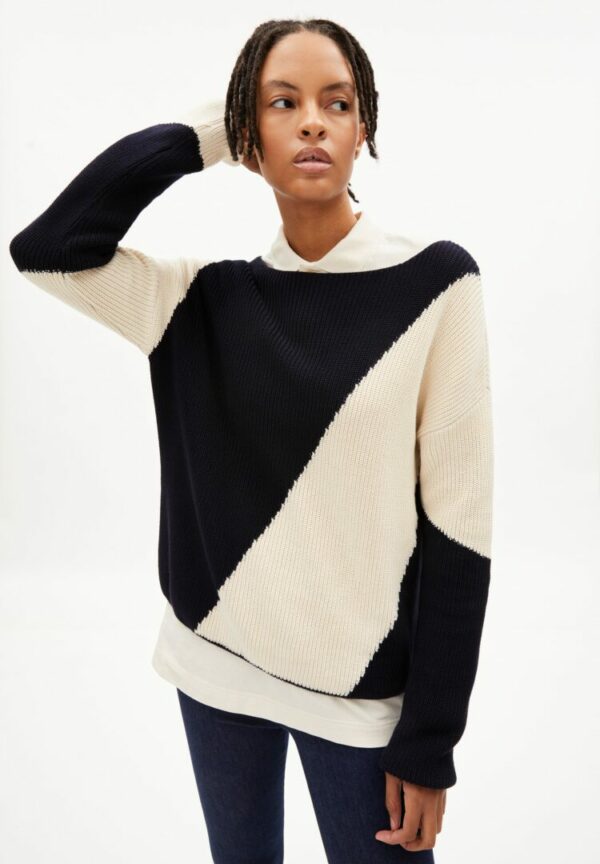 Strickpullover Mibaa Block Stripes In Night Sky-undyed von ArmedAngels