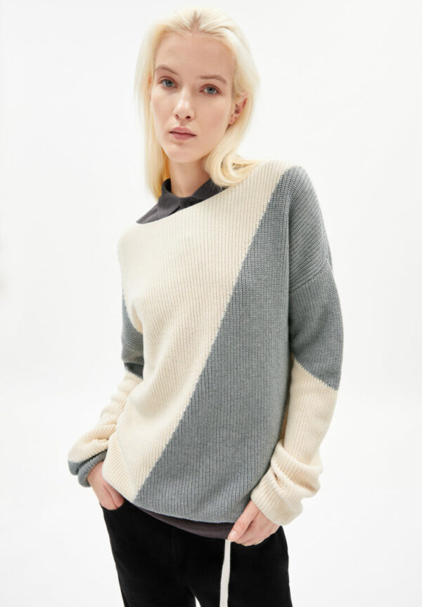 Strickpullover Mibaa Block Stripes In Undyed-grey Melange von ArmedAngels