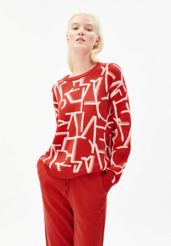 Strickpullover Olessyaa Typo In Dark Poppy-undyed von ArmedAngels