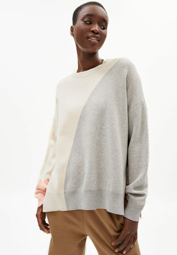 Strickpullover Yumbaa Colorblock In Undyed-grey Melange von ArmedAngels