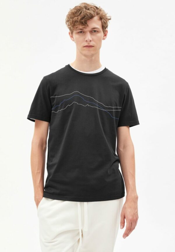 T-shirt Jaames Mountain Lines In Acid Black von ArmedAngels